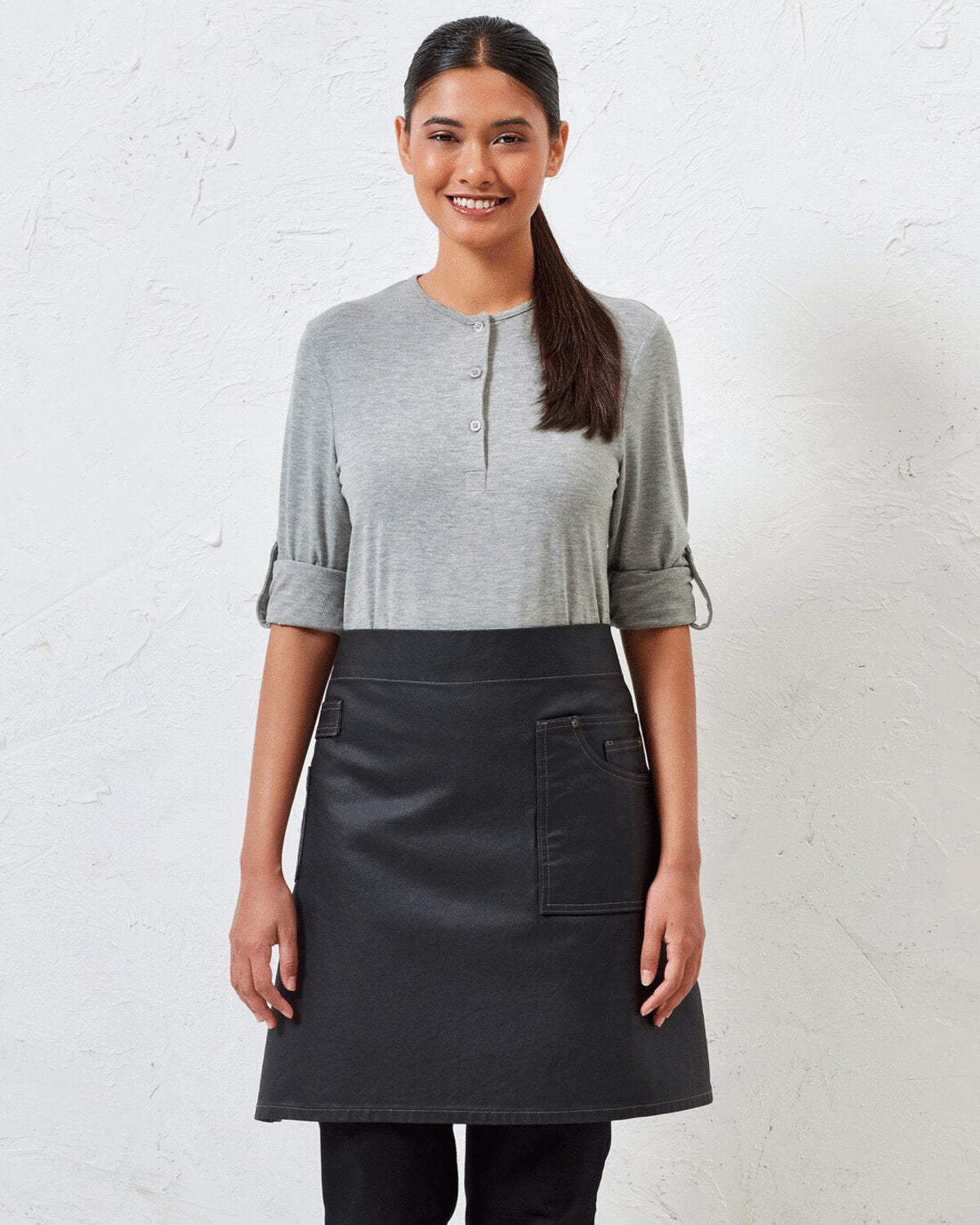 Waxed Look Denim Waist Apron (PR135)