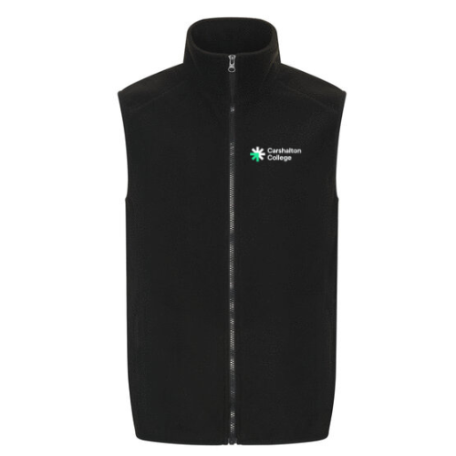 Carshalton College Unisex STAFF black fleece gilet (RX405)