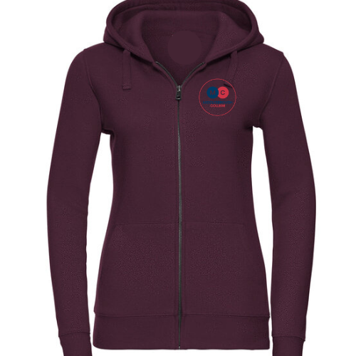 Middlesbrough College NURSING & MIDWIFERY WINE zipped hoodie - Ladies Fit