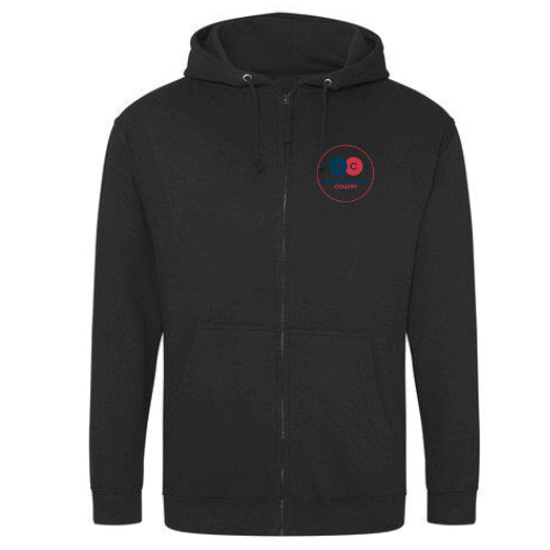 Middlesbrough College BLACK zipped hoodie SOCIAL CARE unisex