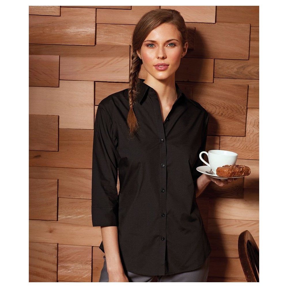 Ladies 3/4 Sleeve Poplin Blouse (PR305)