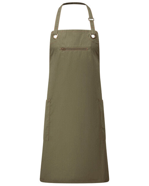 Barley Contrast Stitch Bib Apron (PR121)