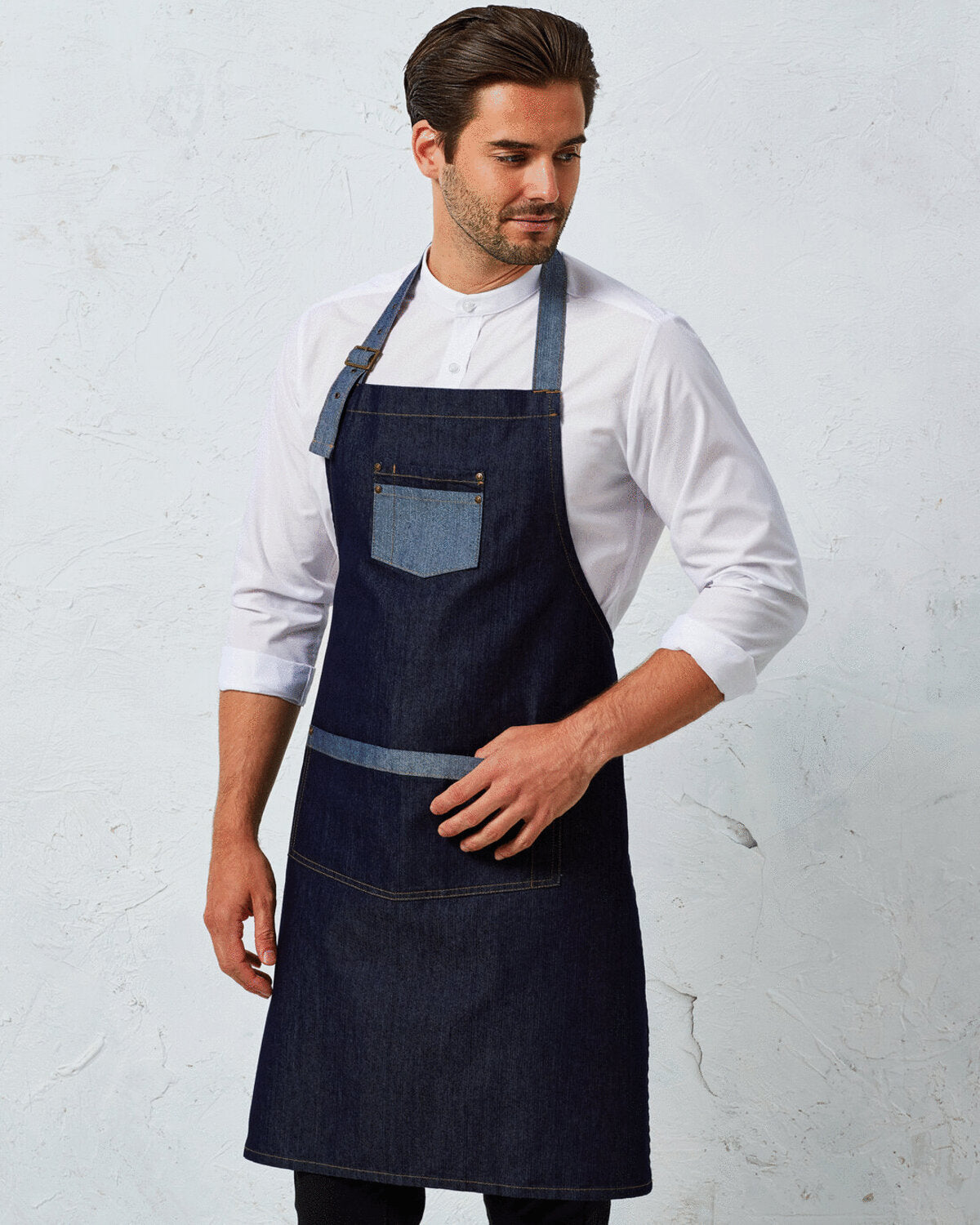 Premier Domain Contrast Denim Bib Apron PR127