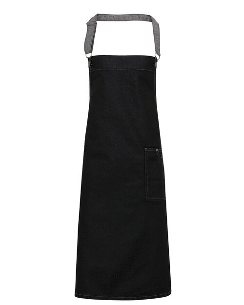 District Waxed look Denim bib apron (PR134)