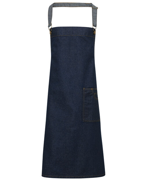 District Waxed look Denim bib apron (PR134)