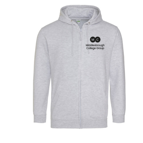 Middlesbrough College Health & Social Care grey zipped hoodie