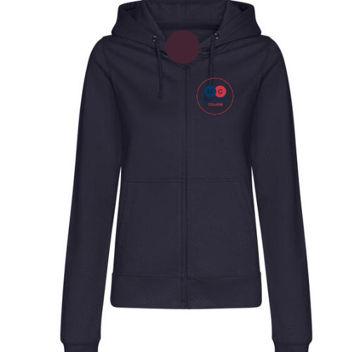 Middlesbrough College BLACK zipped hoodie SOCIAL CARE LADIES FIT