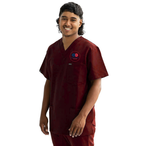 Middlesbrough College WINE UNISEX SCRUB TOP NURSING & MIDWIFERY