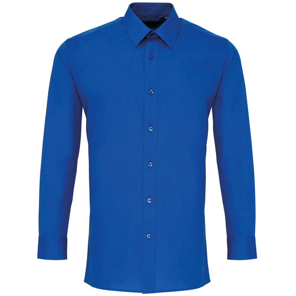 Mens Fitted Poplin Long Sleeve Shirt (PR204)