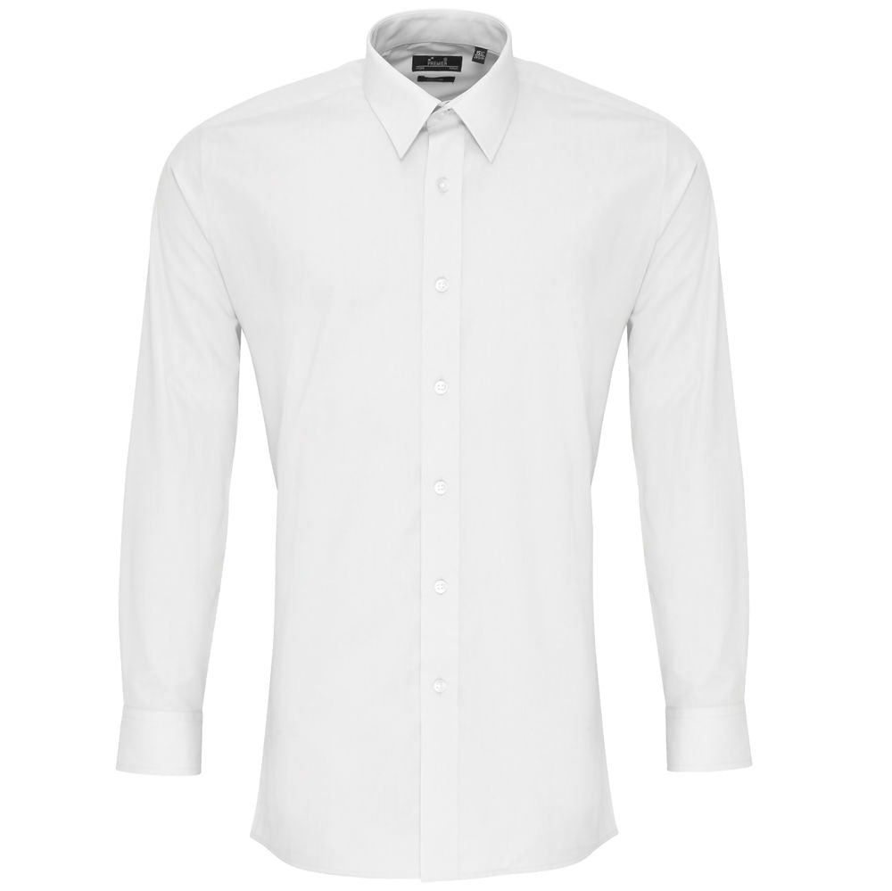 Mens Fitted Poplin Long Sleeve Shirt (PR204)