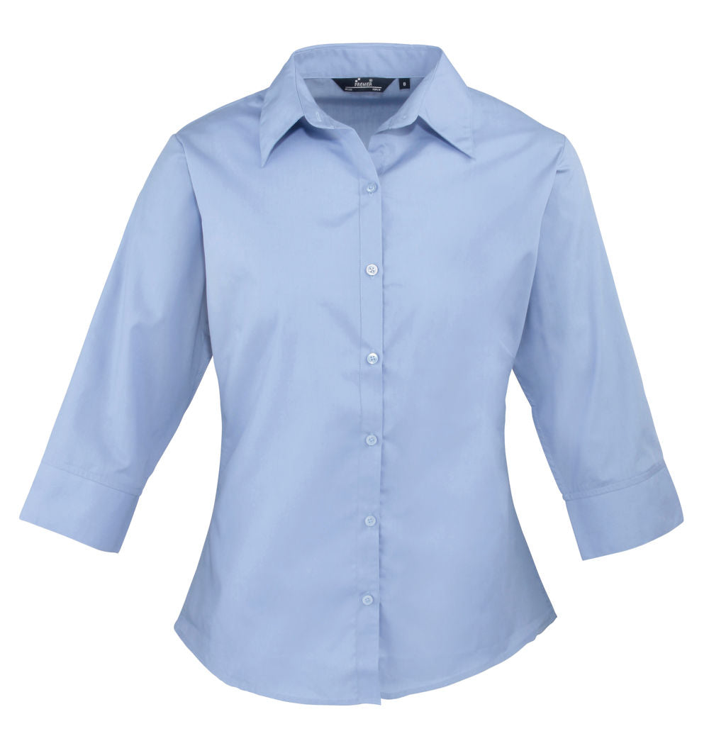 Ladies 3/4 Sleeve Poplin Blouse (PR305)