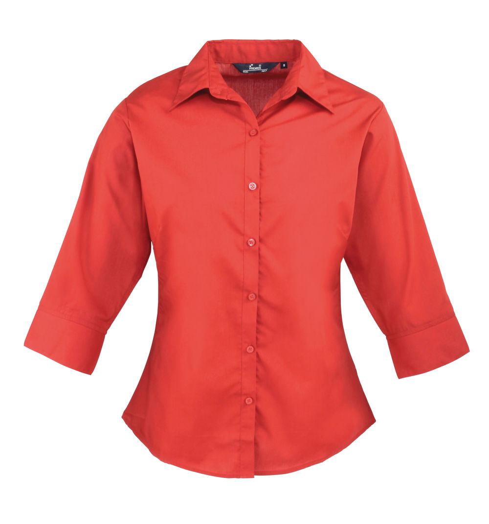 Ladies 3/4 Sleeve Poplin Blouse (PR305)