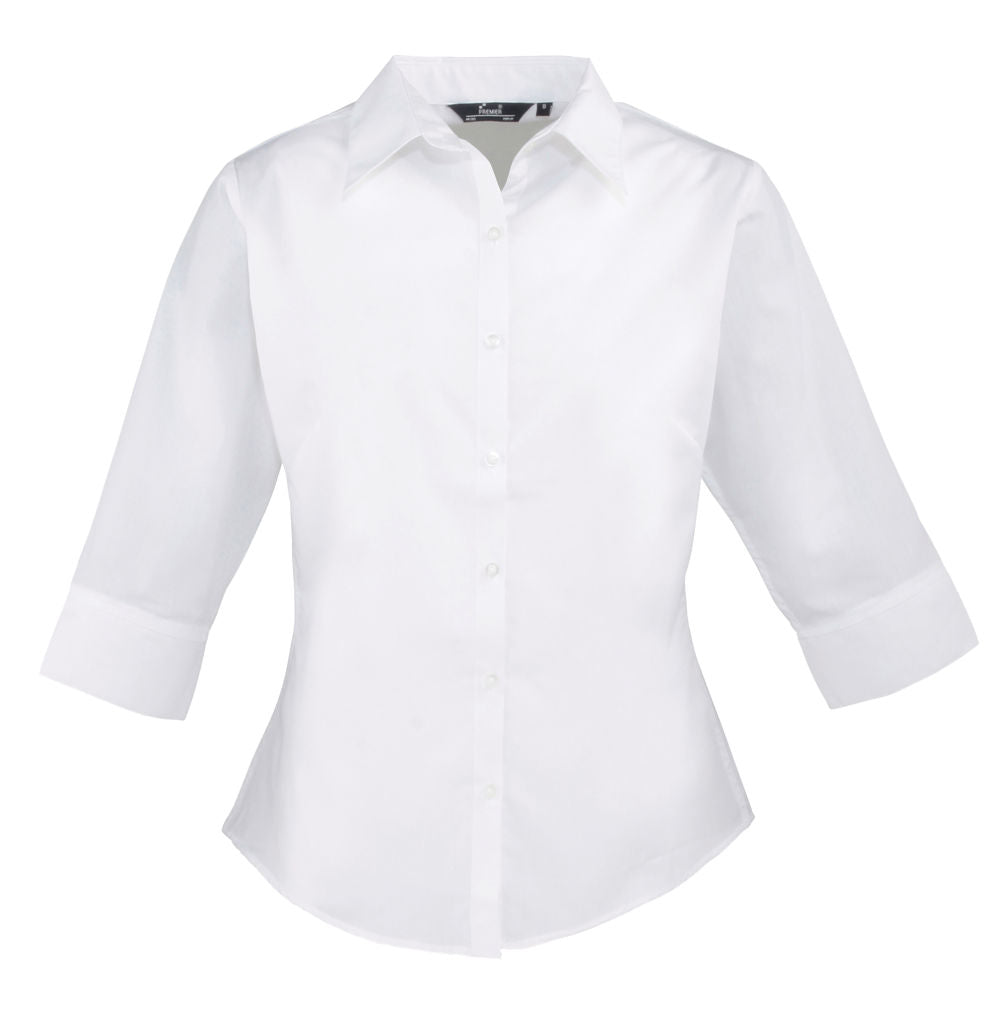 Ladies 3/4 Sleeve Poplin Blouse (PR305)