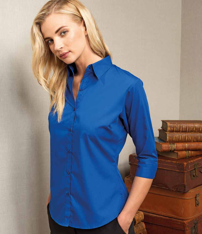 Ladies 3/4 sleeve poplin blouse (PR305)