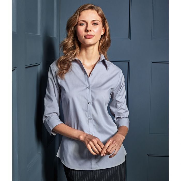 Ladies 3/4 sleeve poplin blouse (PR305)